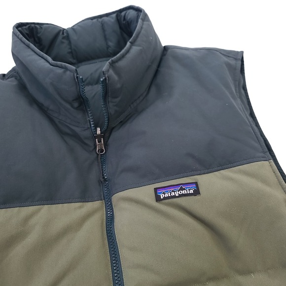 Patagonia Bivy Goose Down Puffer Vest Mens XL Green Reversible Zip #27587 - Picture 2 of 9